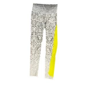 Niyama Sol Rare leggings with pattern and yellow on side no longer in print sz S